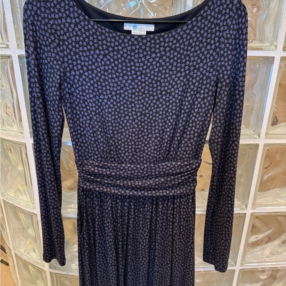 Boden Lucille black / blue jersey midi dress - Picture 4 of 8